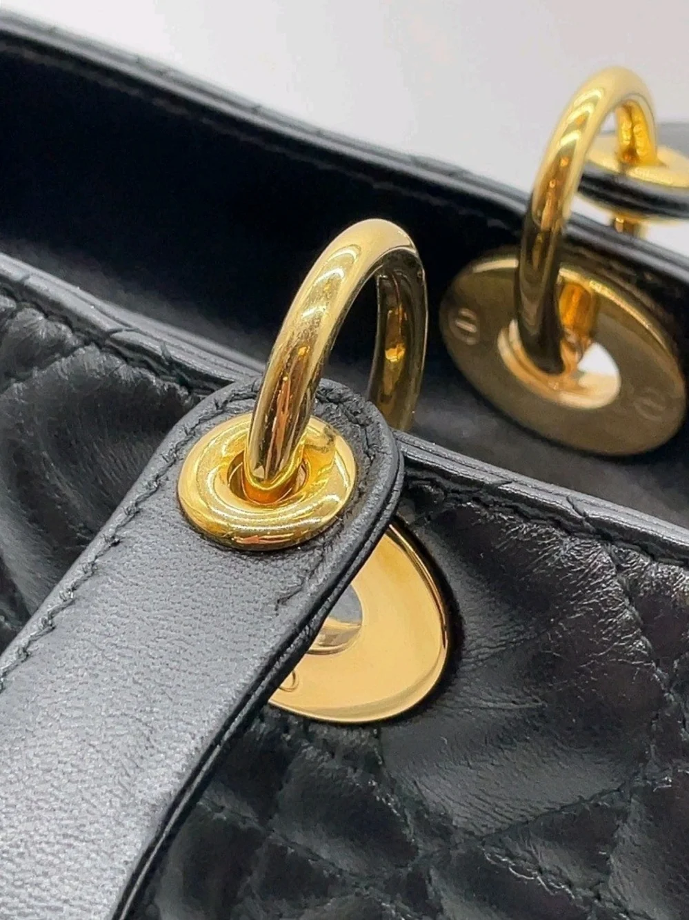 Dior Black Quilted Leather Lady Dior Top-Handle Bag